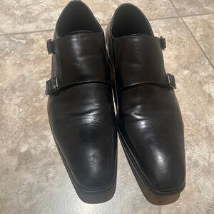 Keneth cole Black Leather Men's Monk Strap Shoes